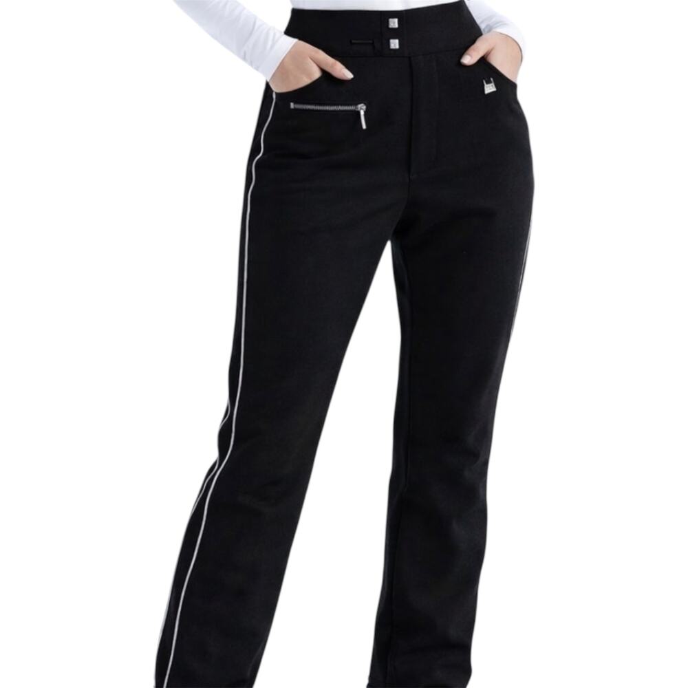 Vintage Nils Ski Pants Skiwear WB 400 Schoeller Straight Zip Pockets Black 30x26